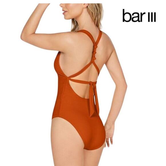 Bar III Like It Or Knot One-Piece Swimsuit | Size XS | Burnt Orange - Picture 12 of 15